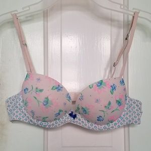 Gilly Hicks pink floral Lightly Lined demi bra